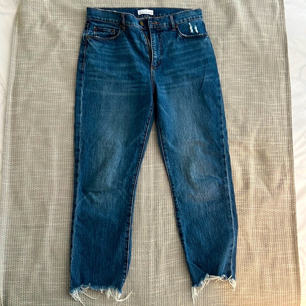 LOFT high waist straight crop Jean with raw hem